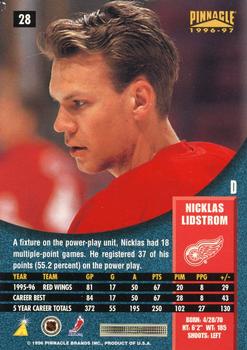 1996-97 Pinnacle #28 Nicklas Lidstrom Back