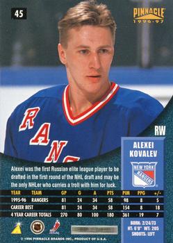 1996-97 Pinnacle #45 Alexei Kovalev Back