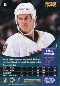 1996-97 Pinnacle #58 Chris Pronger Back