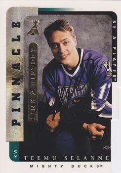1996-97 Pinnacle Be a Player - Link 2 History Autographs #LTH-1B Teemu Selanne Front