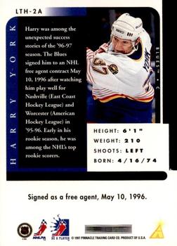 1996-97 Pinnacle Be a Player - Link 2 History Autographs #LTH-2A Harry York Back
