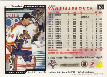 1996-97 Score #63 John Vanbiesbrouck Back
