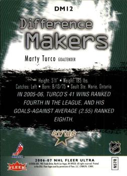2006-07 Ultra - Difference Makers #DM12 Marty Turco  Back