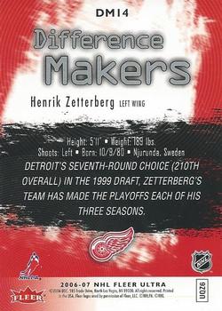 2006-07 Ultra - Difference Makers #DM14 Henrik Zetterberg  Back