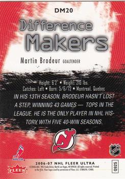 2006-07 Ultra - Difference Makers #DM20 Martin Brodeur  Back