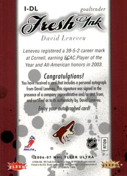 2006-07 Ultra - Fresh Ink #I-DL David Leneveu  Back