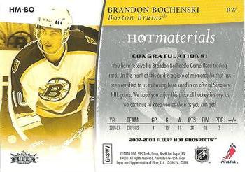 2007-08 Fleer Hot Prospects - Hot Materials #HM-BO Brandon Bochenski  Back