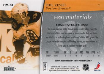2007-08 Fleer Hot Prospects - Hot Materials #HM-KE Phil Kessel  Back