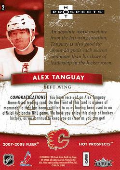 2007-08 Fleer Hot Prospects - Red Hot #2 Alex Tanguay Back