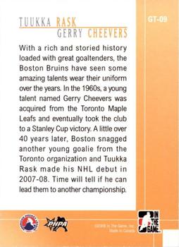2007-08 In The Game Between the Pipes - Goaltending Traditions #GT-09 Tuukka Rask / Gerry Cheevers  Back