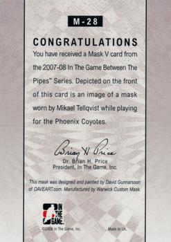 2007-08 In The Game Between the Pipes - The Mask V #M-28 Mikael Tellqvist  Back