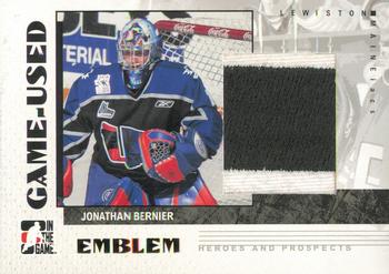 2007-08 In The Game Heroes and Prospects - Emblems #GUE-60 Jonathan Bernier  Front