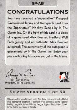 2007-08 In The Game Superlative - Prospects Jerseys Autographs Silver #SP-AB Alex Bourret  Back