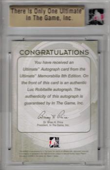 2007-08 In The Game Ultimate Memorabilia - Autos Gold #21 Luc Robitaille  Back
