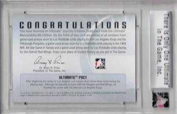 2007-08 In The Game Ultimate Memorabilia - Journey Emblem #15 Luc Robitaille  Back