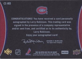 2007-08 Upper Deck The Cup - Chirography #CC-RO Larry Robinson  Back