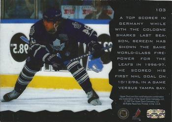 1996-97 Upper Deck Ice #103 Sergei Berezin Back