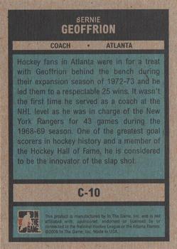2009-10 In The Game 1972 The Year In Hockey - Coaches #C-10 Bernie Geoffrion Back