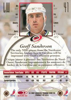1997-98 Donruss Canadian Ice #41 Geoff Sanderson Back