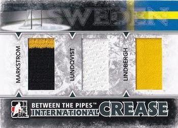 2009-10 In The Game Between The Pipes - International Crease Black #IC03 Jacob Markstrom / Henrik Lundqvist / Pelle Lindbergh Front