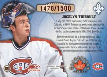 1997-98 Donruss Canadian Ice - Les Gardiens #7 Jocelyn Thibault Back