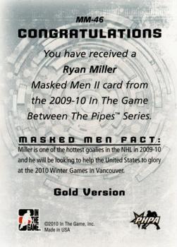 2009-10 In The Game Between The Pipes - Masked Men II Gold #MM46 Ryan Miller  Back