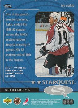 1997-98 Collector's Choice - StarQuest #SQ63 Joe Sakic Back