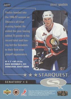 1997-98 Collector's Choice - StarQuest #SQ72 Alexei Yashin Back