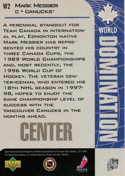 1997-98 Collector's Choice - World Domination #W2 Mark Messier Back