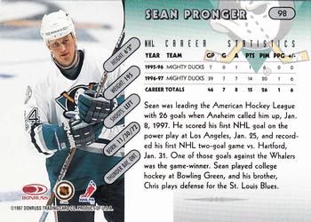 1997-98 Donruss #98 Sean Pronger Back