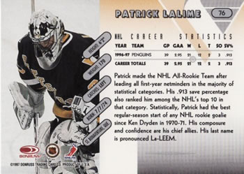 1997-98 Donruss #76 Patrick Lalime Back