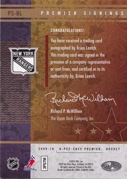 2009-10 O-Pee-Chee Premier - Signings #PS-BL Brian Leetch  Back