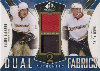 2009-10 SP Game Used - Authentic Fabrics Dual Patches #AF2-FN Teemu Selanne / Saku Koivu  Front