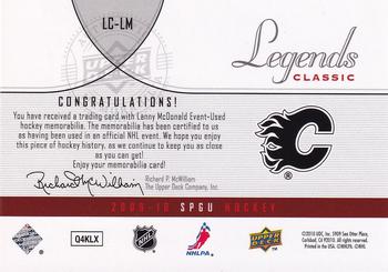 2009-10 SP Game Used - Legends Classic #LC-LM Lanny McDonald  Back