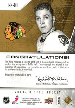 2009-10 SP Game Used - Marks of a Nation #MN-BH Bobby Hull  Back