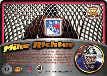 1997-98 Pacific Crown Collection - In the Cage Die Cuts #13 Mike Richter Back