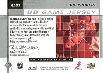 2009-10 Upper Deck - UD Game Jerseys #GJ-BP Bob Probert  Back