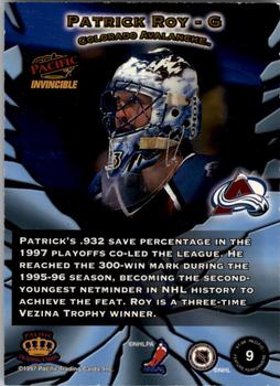 1997-98 Pacific Invincible - Feature Performers #9 Patrick Roy Back