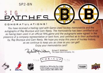 2009-10 Upper Deck The Cup - Signature Patches Dual #SP2-BN Ray Bourque / Cam Neely  Back