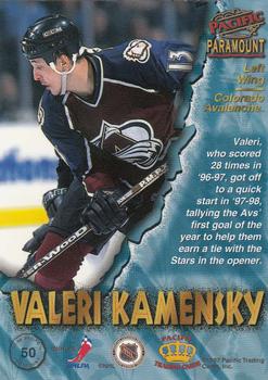 1997-98 Pacific Paramount #50 Valeri Kamensky Back