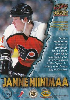 1997-98 Pacific Paramount #135 Janne Niinimaa Back
