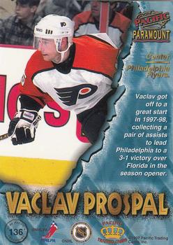 1997-98 Pacific Paramount #136 Vaclav Prospal Back