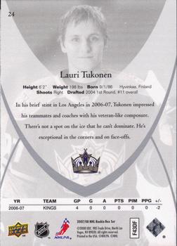 2007-08 Upper Deck Rookie Class Box Set #24 Lauri Tukonen Back