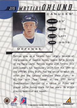 1997-98 Pinnacle Be a Player #215 Mattias Ohlund Back