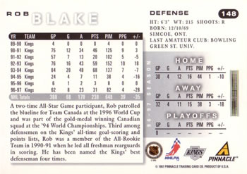 1997-98 Score #148 Rob Blake Back