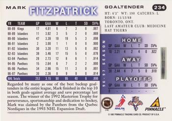 1997-98 Score #234 Mark Fitzpatrick Back