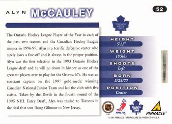 1997-98 Score #52 Alyn McCauley Back