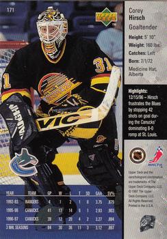 1997-98 Upper Deck #171 Corey Hirsch Back