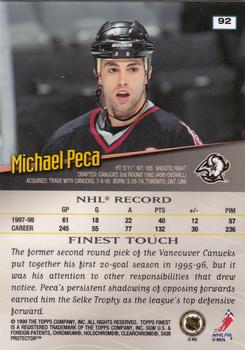 1998-99 Finest #92 Michael Peca Back