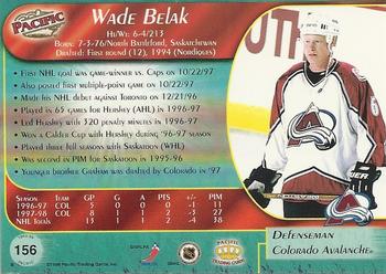 1998-99 Pacific #156 Wade Belak Back